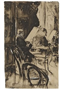 In Café Bauer door Lesser Ury